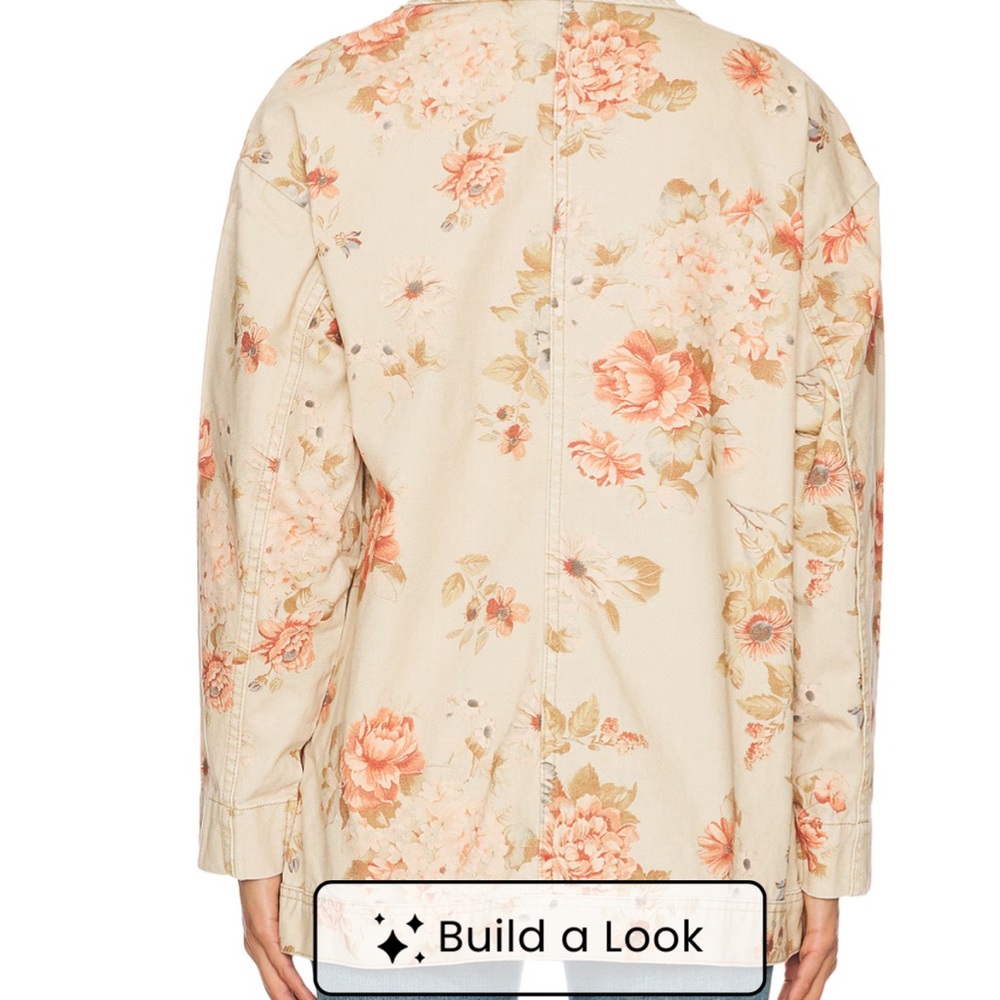 Basically new** Free People Floral Utility Jacket - Cream and Pink - Picture 5 of 5